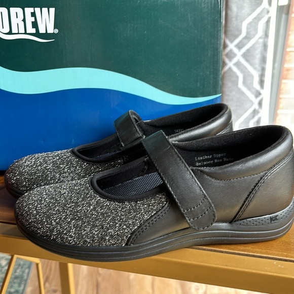 DREW black/silver lurex stretch maryjane fabric/leather. NEW size 7 & 9 medium - Picture 1 of 10